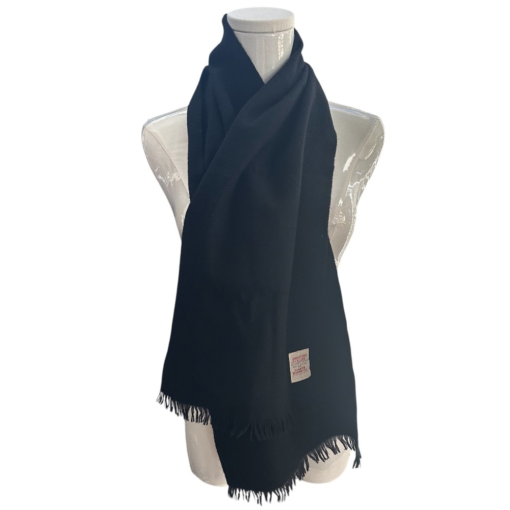 Johnstons of Elgin Cashmere Wool Solid Black Luxury Scarf Old Money
